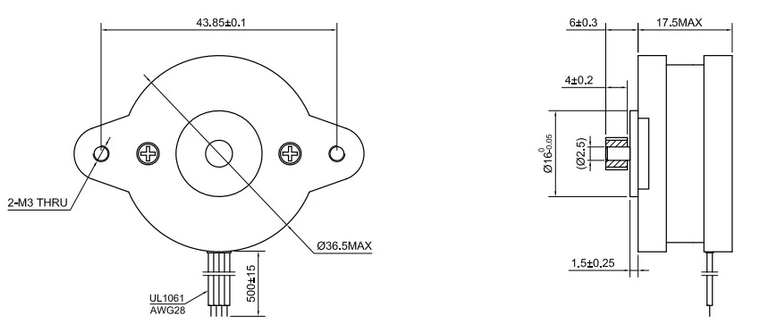 Круглый шаговый двигатель NEMA14 биполярный (14HR07-1004S) для 3D принтера и ЧПУ