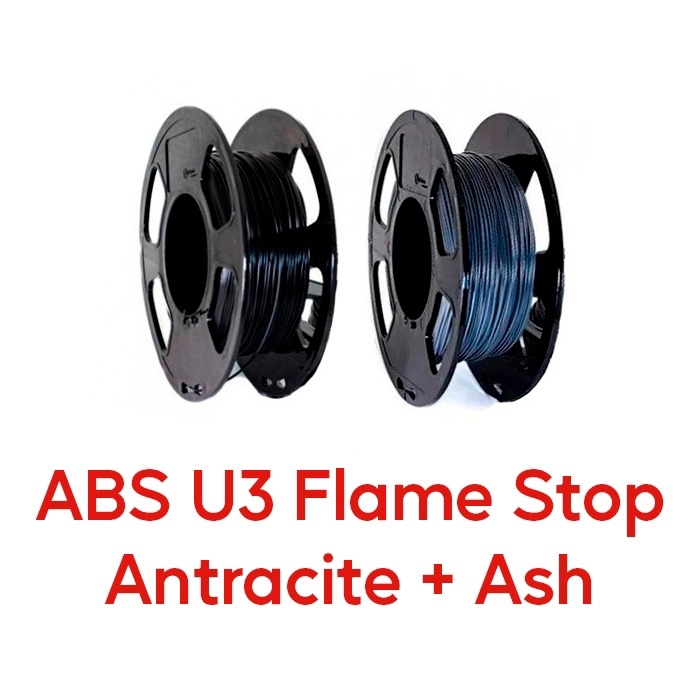 Комплект ABS пластик U3 FLAME STOP ANTHRACITE + ASH, филамент для 3д принтера